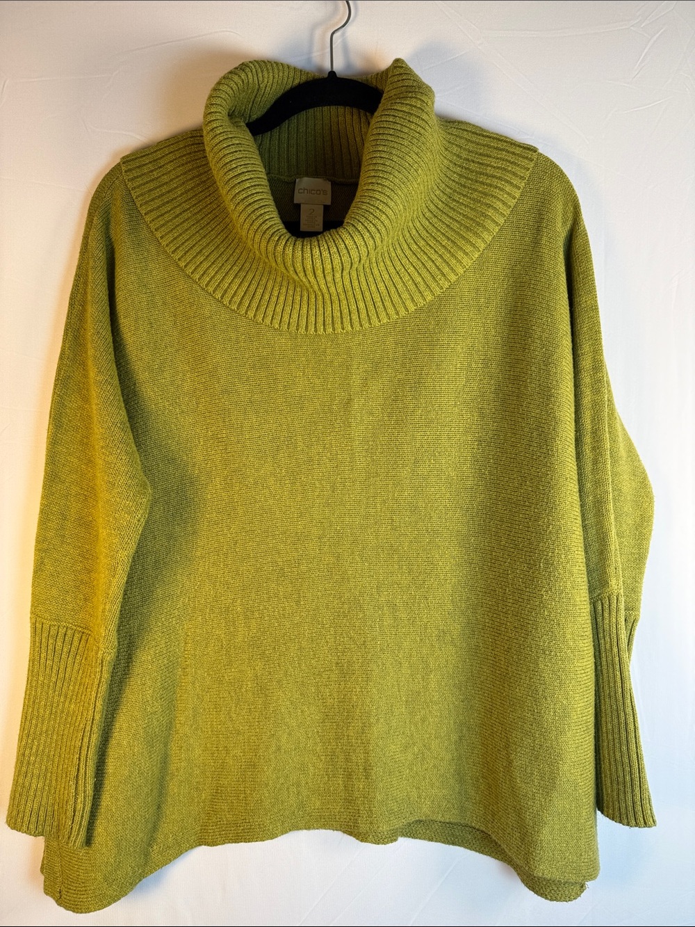 Chico's Chartreuse Green Cowl Neck Sweater